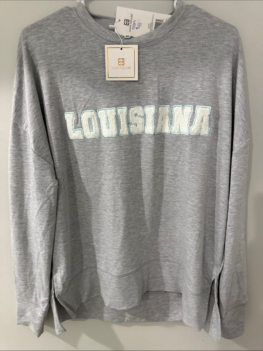 Mary Square Light Gray Louisiana Crewneck pullover